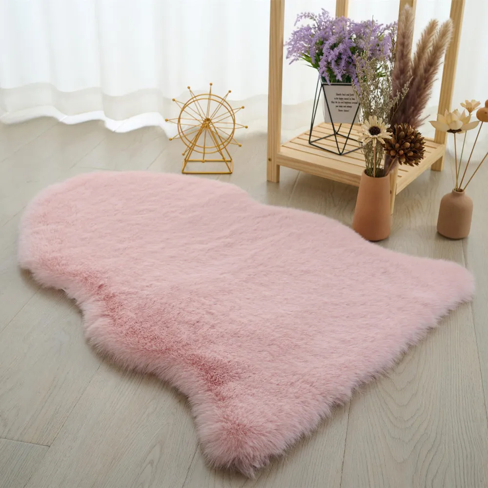 Faux Fox Fur Rug - Pink