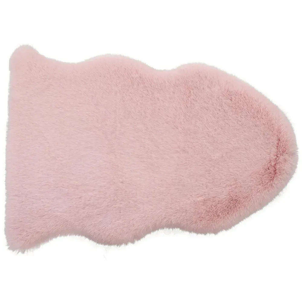 Faux Fox Fur Rug - Pink