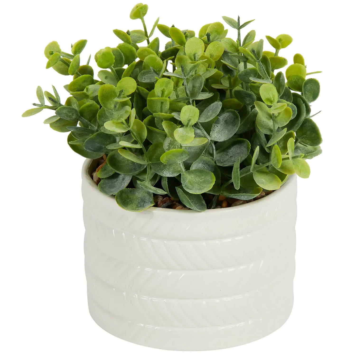 Faux Grass in Pot - White, Sage