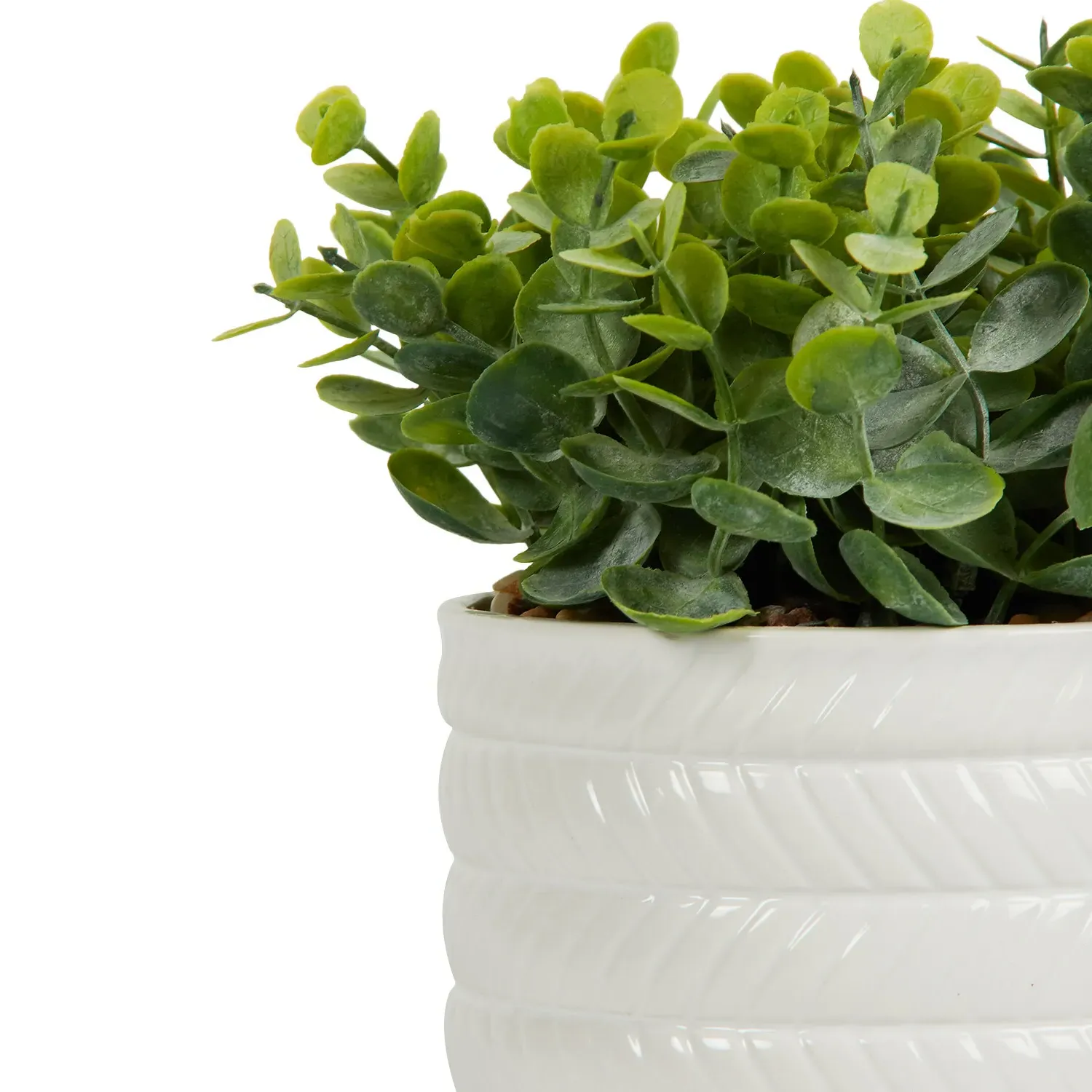 Faux Grass in Pot - White, Sage