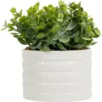 Faux Grass in Pot - White, Sage