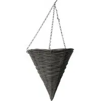 Faux Wicker Hanging Cone - White