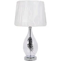 Feather Encased Table Lamp - Black