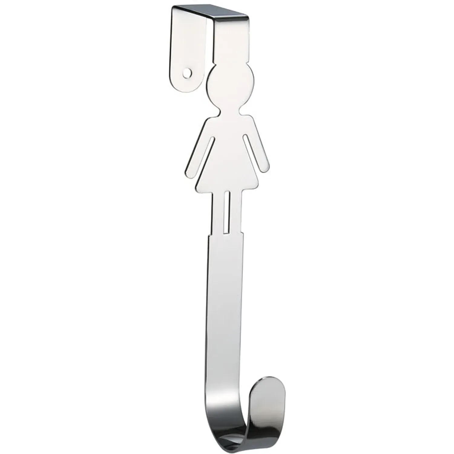 Female Silhouette Over Door Towel Hook - Chrome image