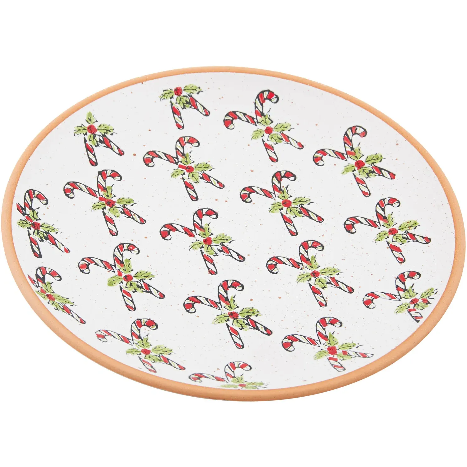 Festive Stone Candy Cane Plate - White