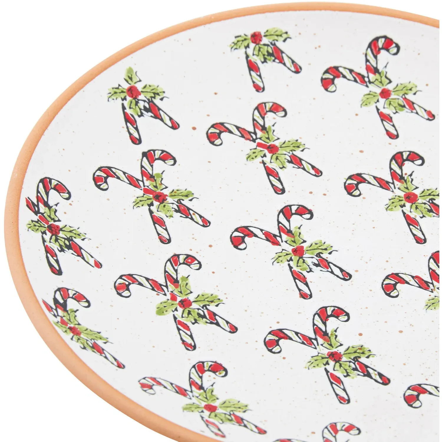 Festive Stone Candy Cane Plate - White