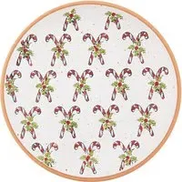 Festive Stone Candy Cane Plate - White