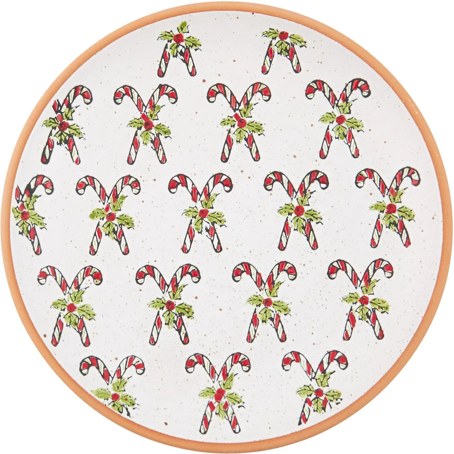 Festive Stone Candy Cane Plate - White