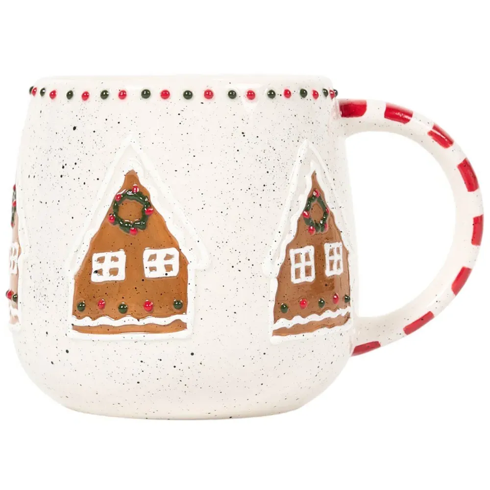 Festive Stone Gingerbread Mug - Neutral