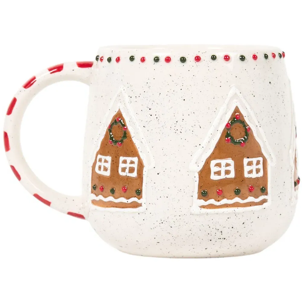 Festive Stone Gingerbread Mug - Neutral