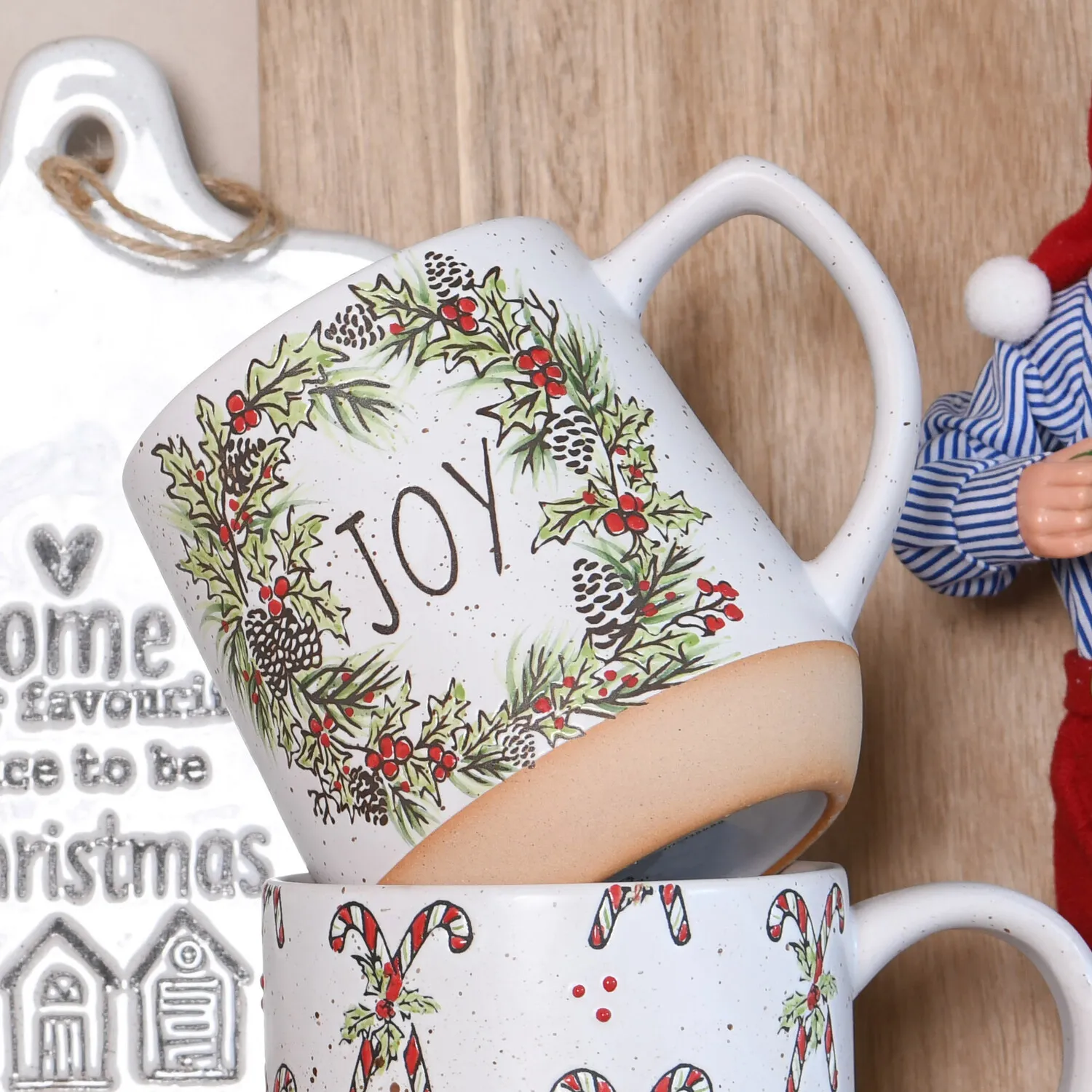 Festive Stone Joy Mug - White
