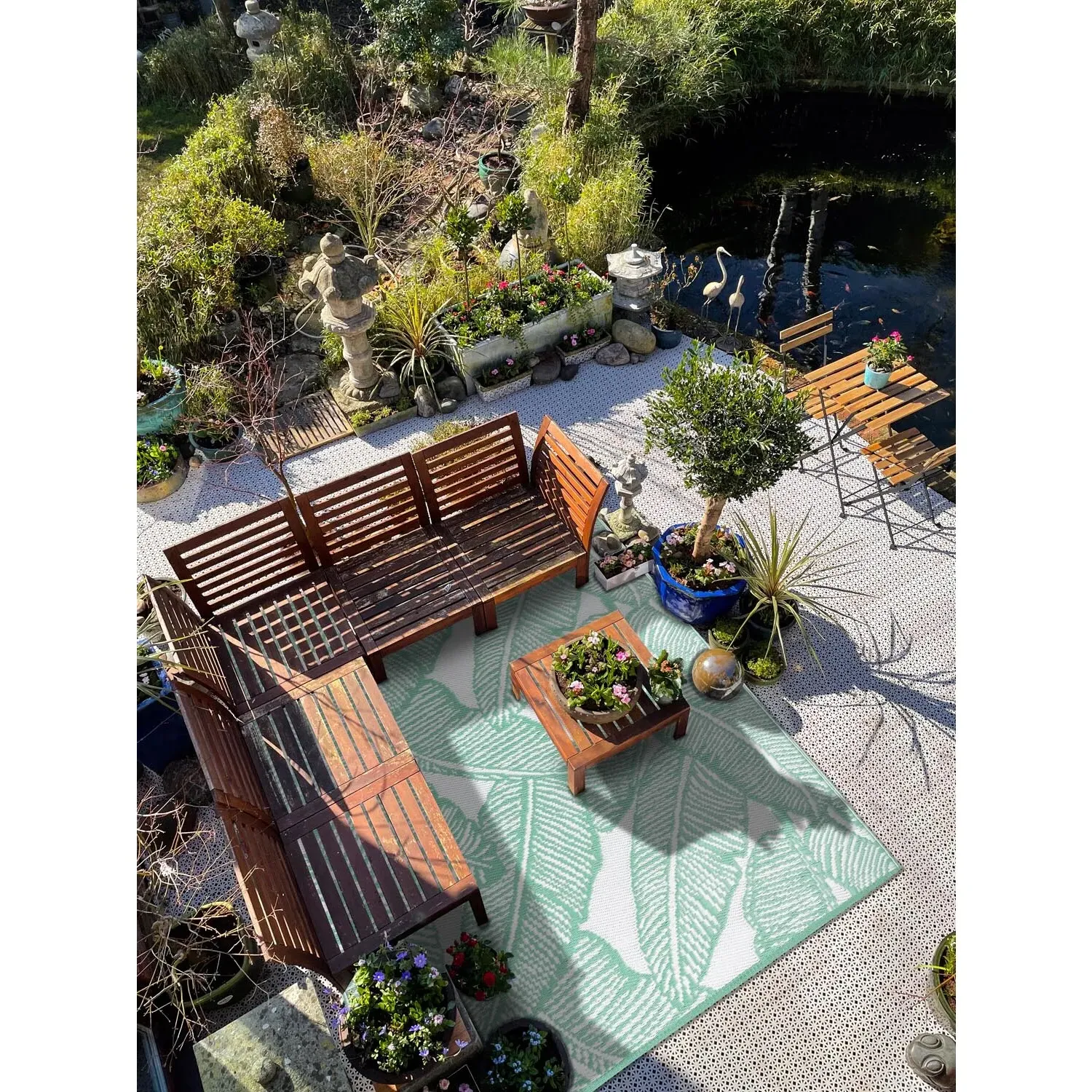 Fine Leaf Outdoor Rug - Green