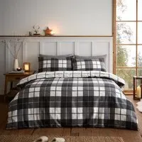 Finlay Check Double Duvet Set - Charcoal