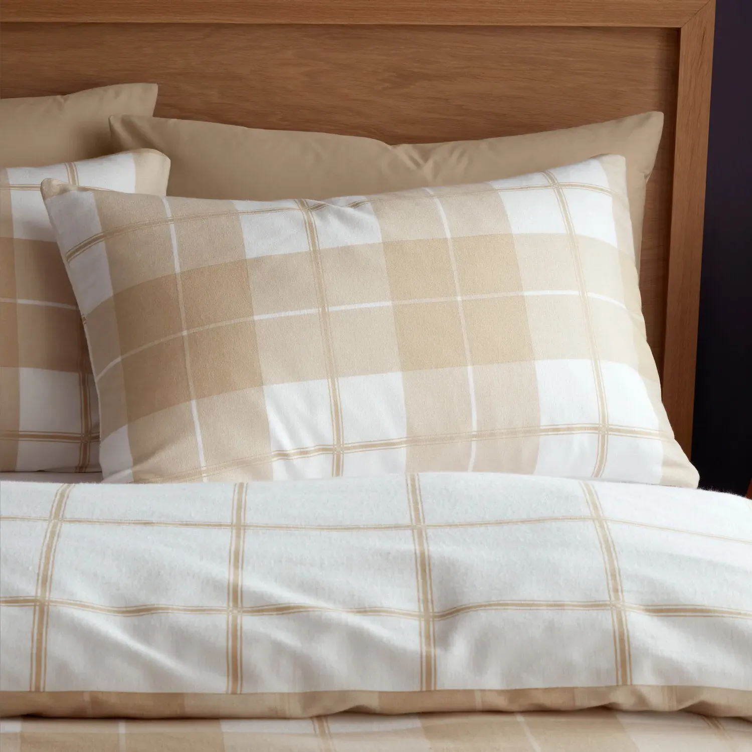 Finlay Check Double Duvet Set - Natural, Cotton