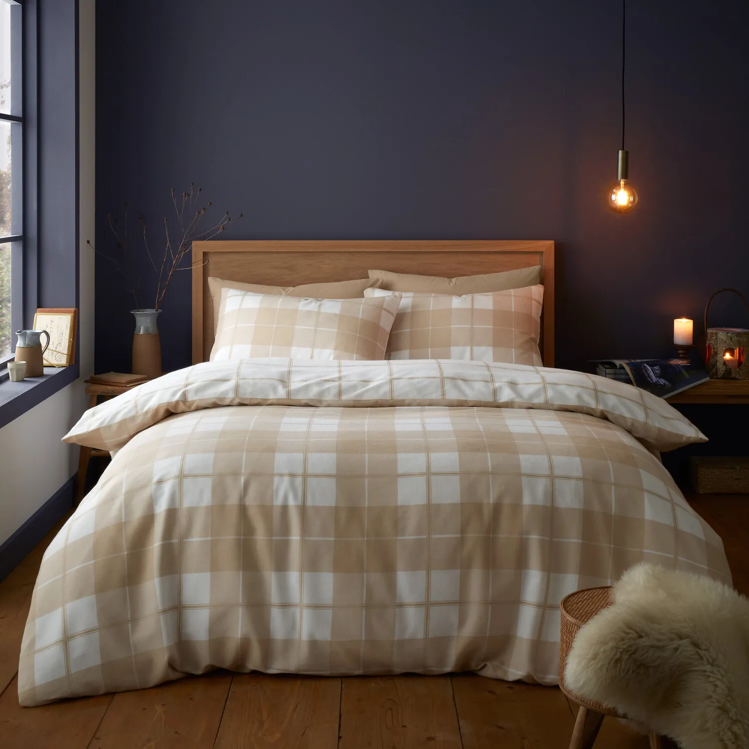 Finlay Check Single Duvet Set - Natural