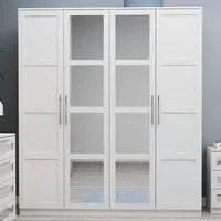 Finley 4 Door Mirrored Wardrobe - White