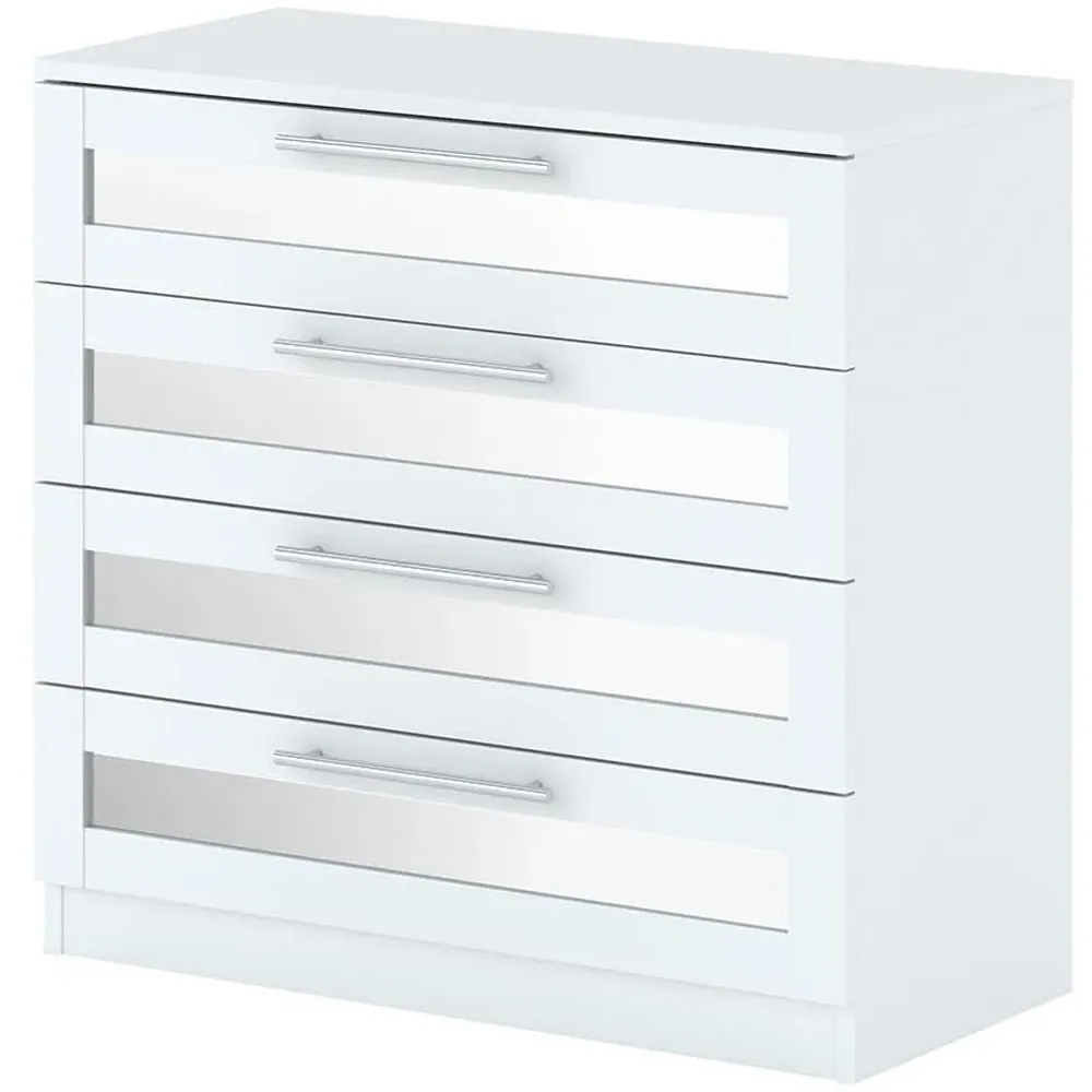 Finley 4 Drawer Mirrored Chest of Drawers - White