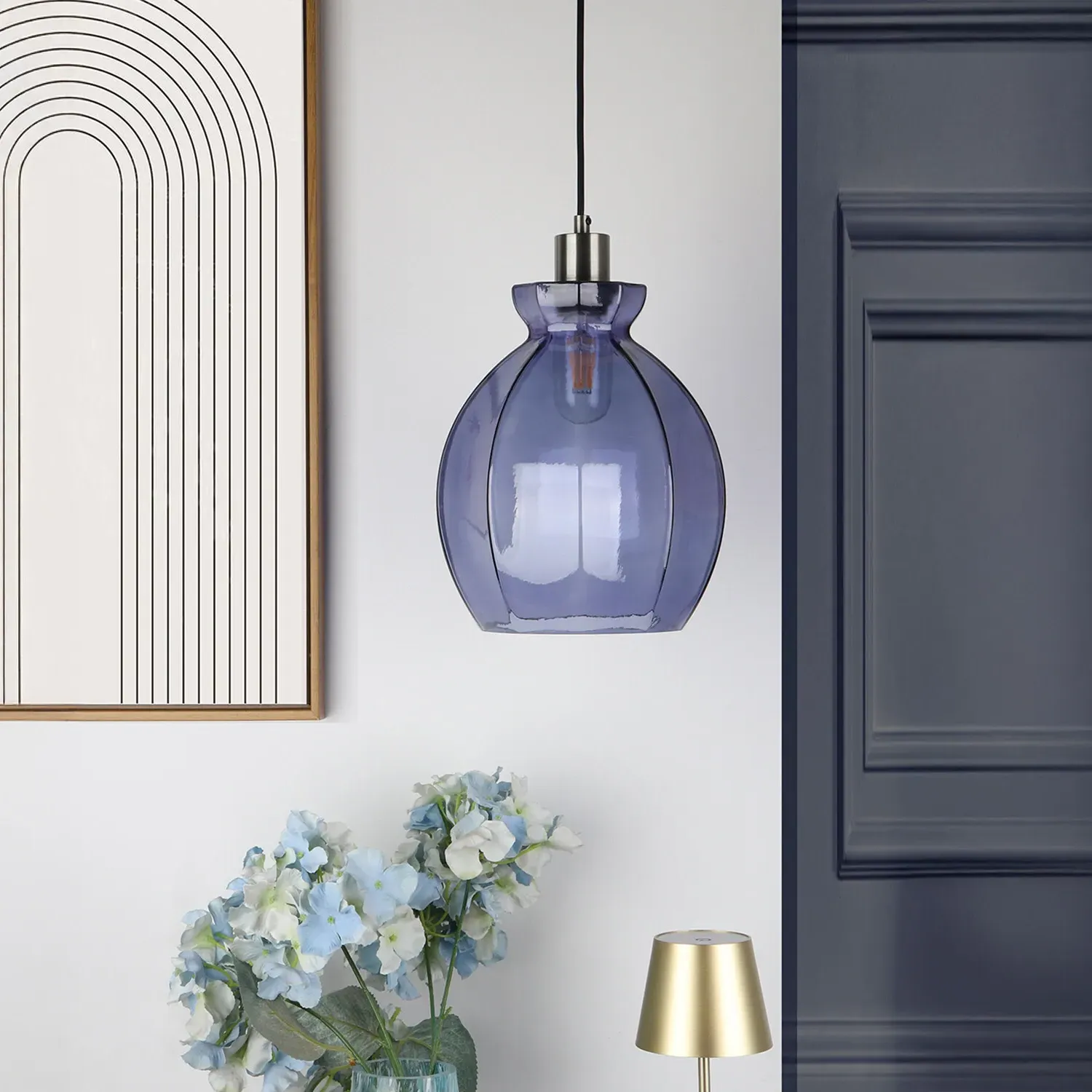 Finn Glass Pendant Light - Blue