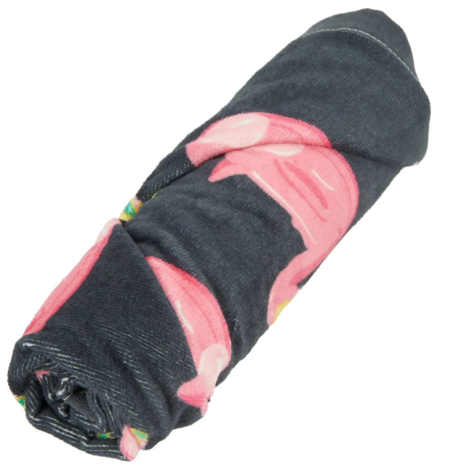 Flamingo Rubber Ring Hand Towel - Dark Grey, Cotton