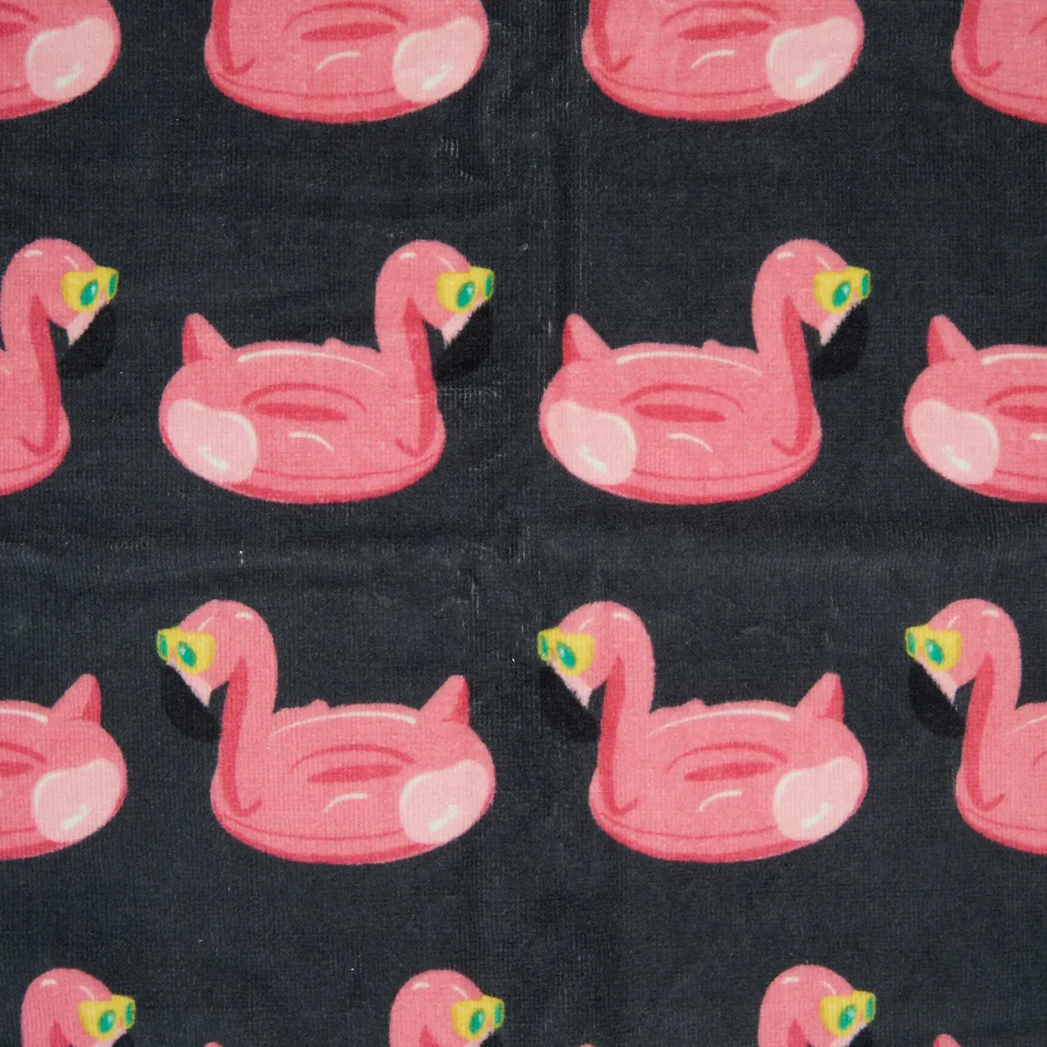 Flamingo Rubber Ring Hand Towel - Dark Grey, Cotton