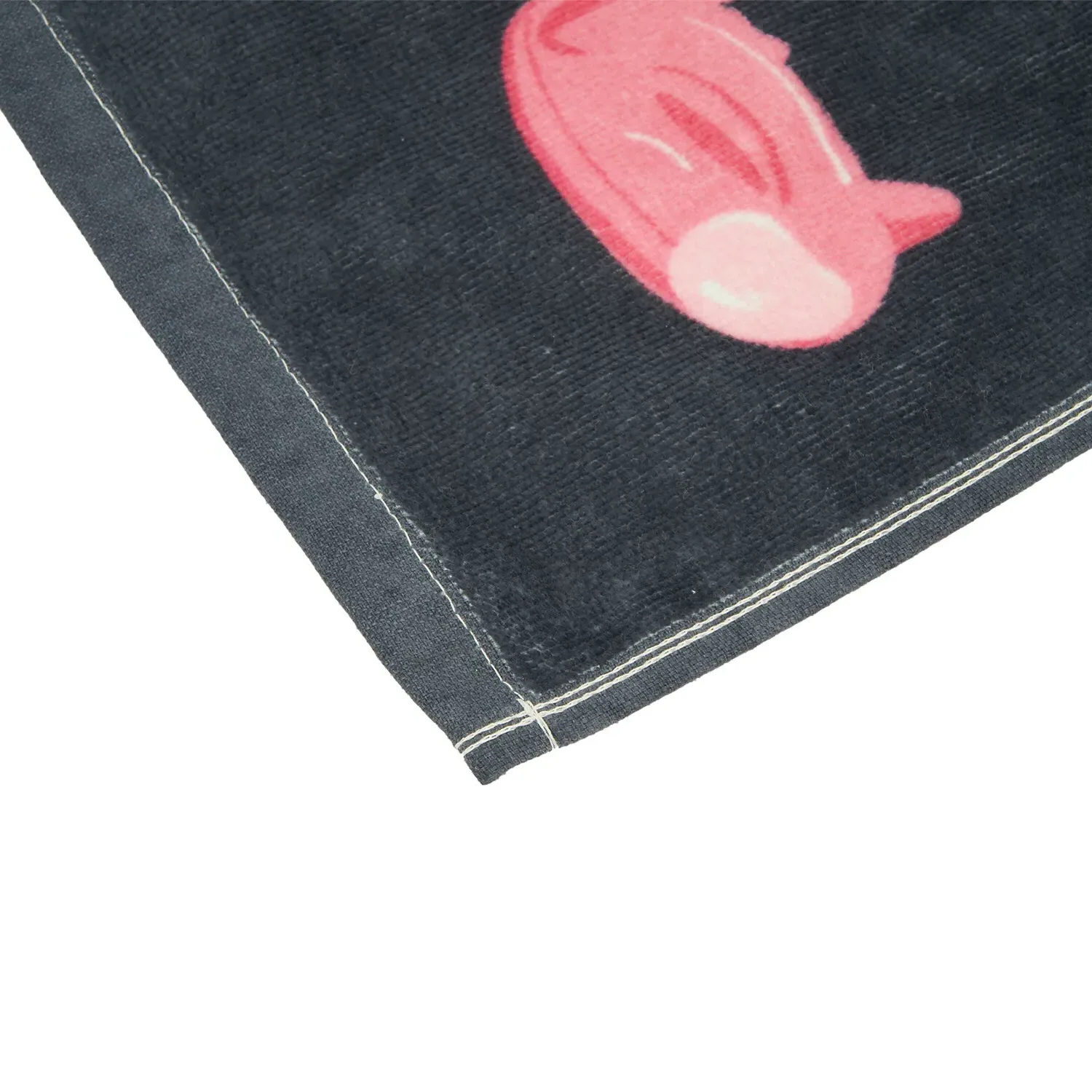 Flamingo Rubber Ring Hand Towel - Dark Grey, Cotton