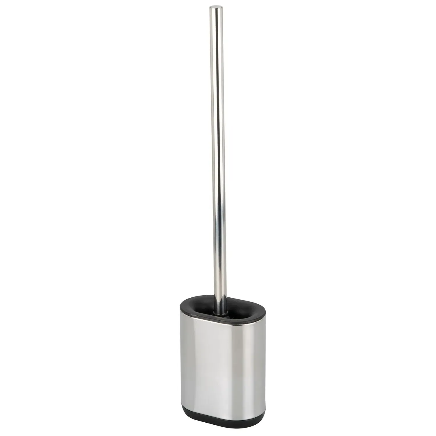 Flat Toilet Brush Holder with Brush - Silver