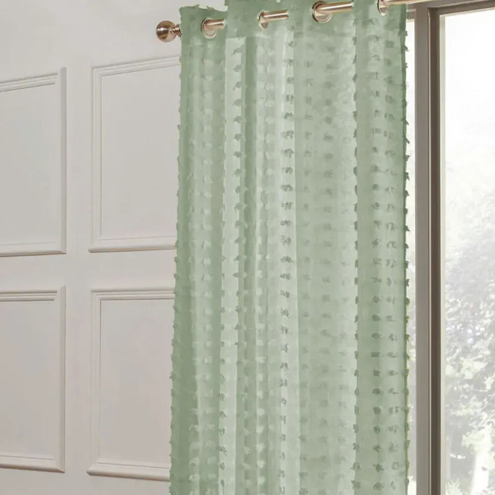 Fleur Tufted Eyelet Voile Panel - Sage