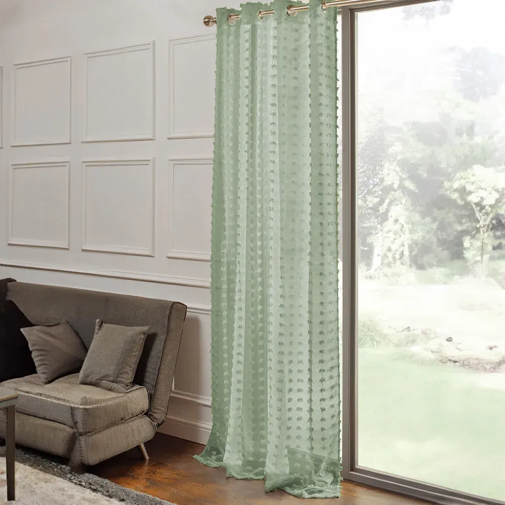Fleur Tufted Eyelet Voile Panel - Sage image