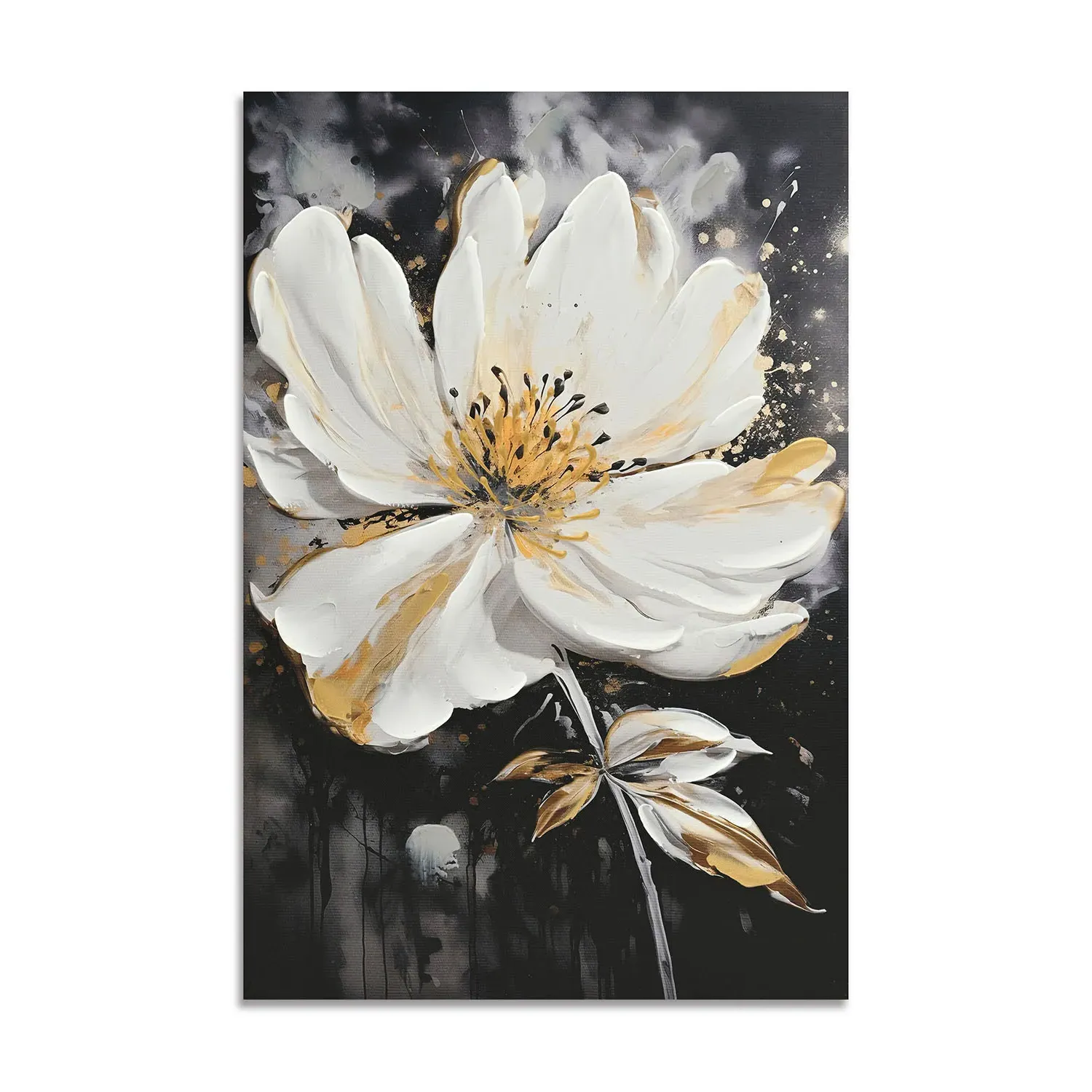 Floral Handpainted Canvas - White