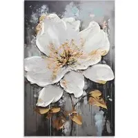 Floral Handpainted Canvas - White