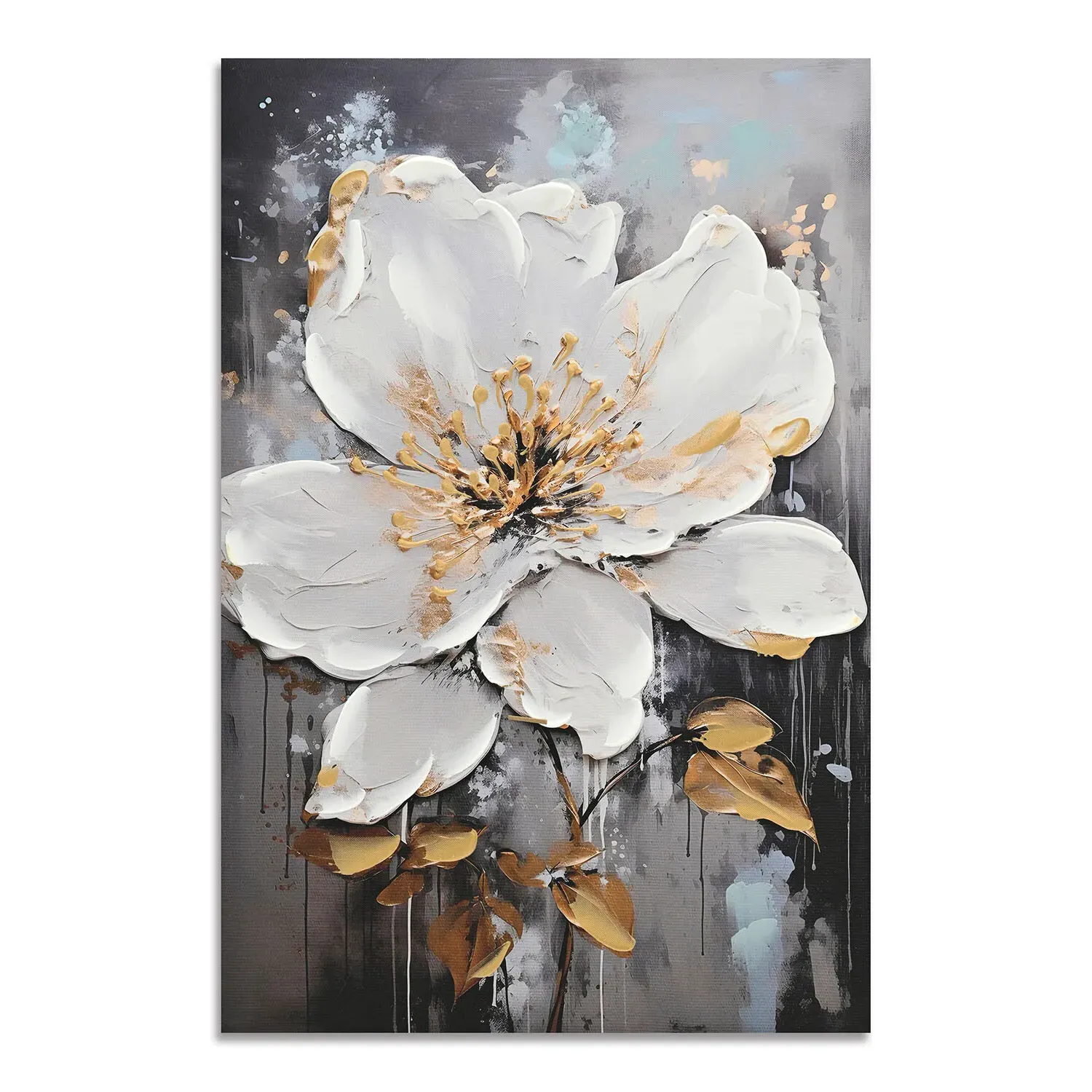 Floral Handpainted Canvas - White image