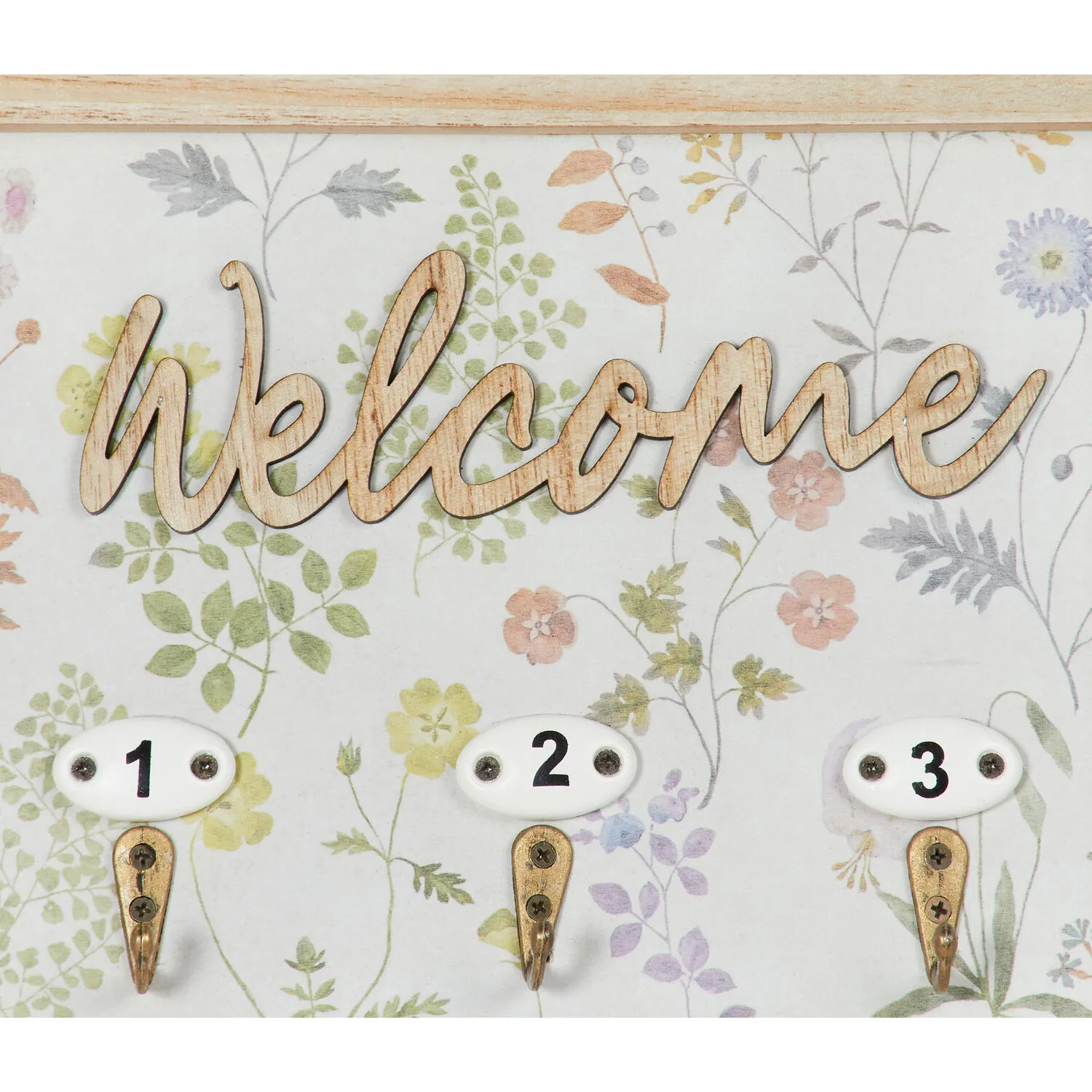 Floral Key Hanging Plaque - Natural