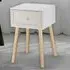 Floral Patterned Single Drawer Side Table - White