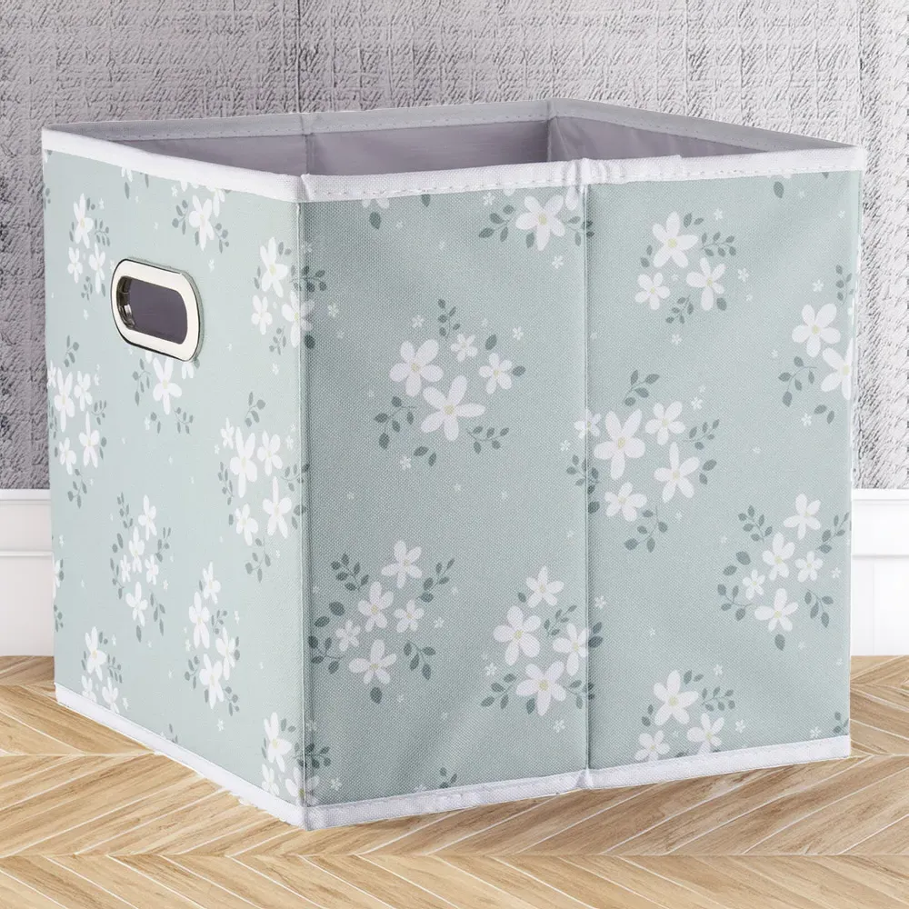 Floral Storage Cube - Green image