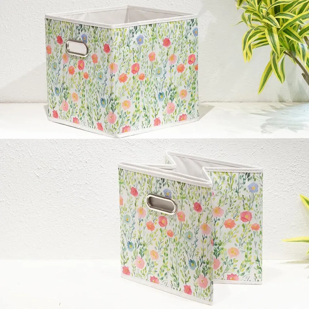 Floral Storage Cube - White