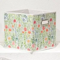 Floral Storage Cube - White