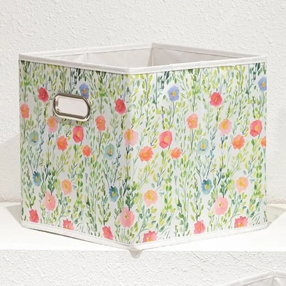Floral Storage Cube - White