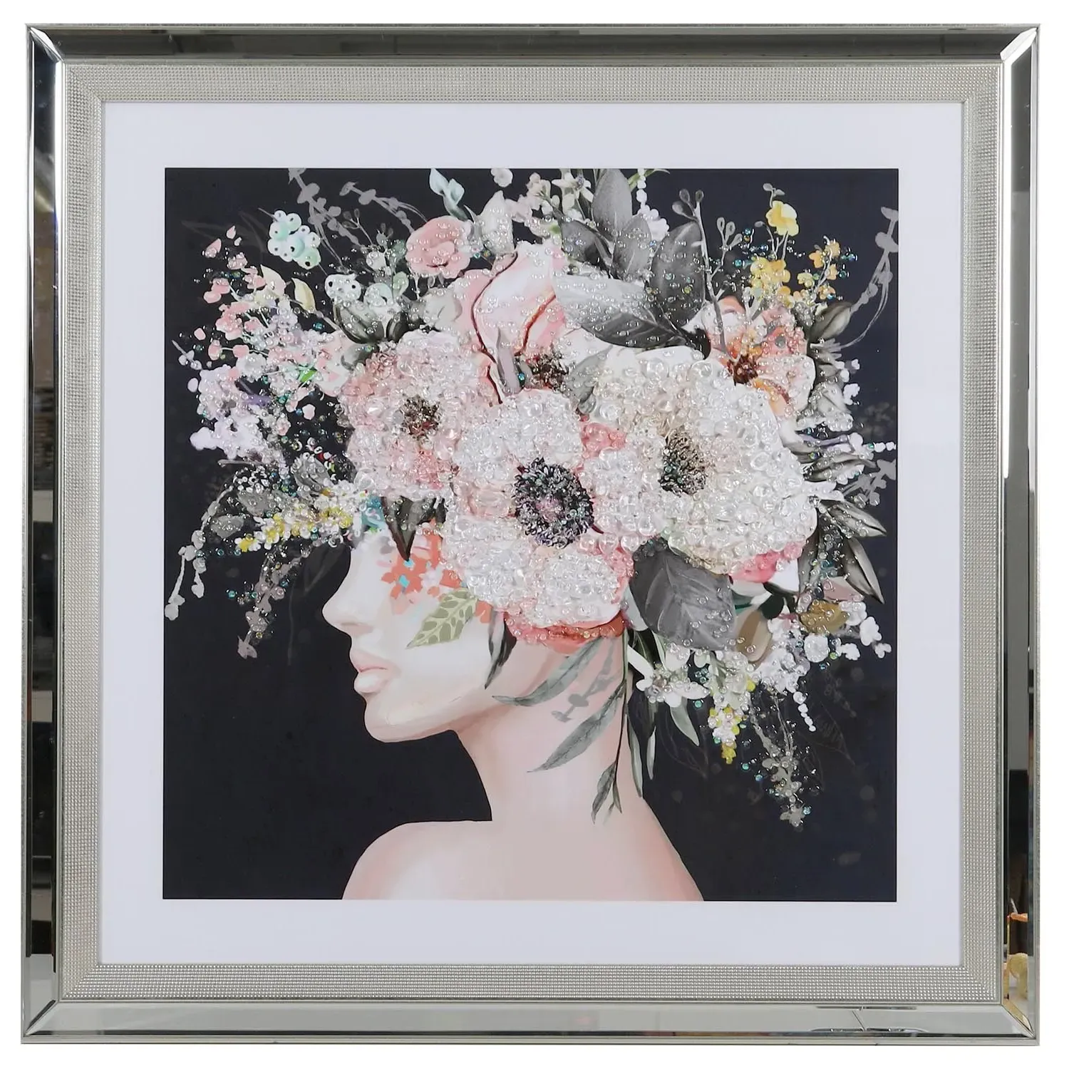 Floral Thoughts Jewelled Framed Wall Art