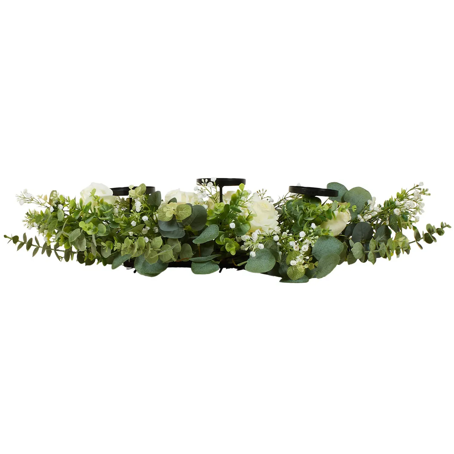Floral Triple Candle Holder - Green