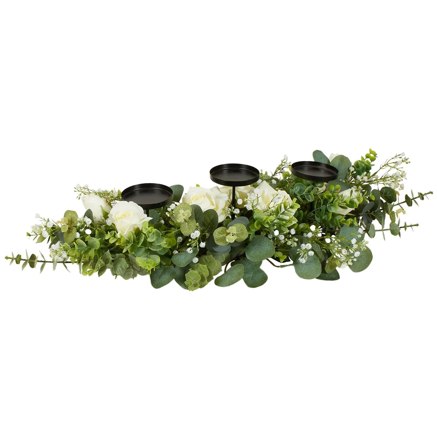 Floral Triple Candle Holder - Green