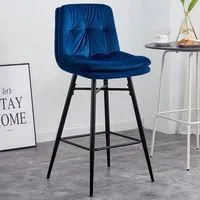 Florence Bar Stool - Navy, Velvet