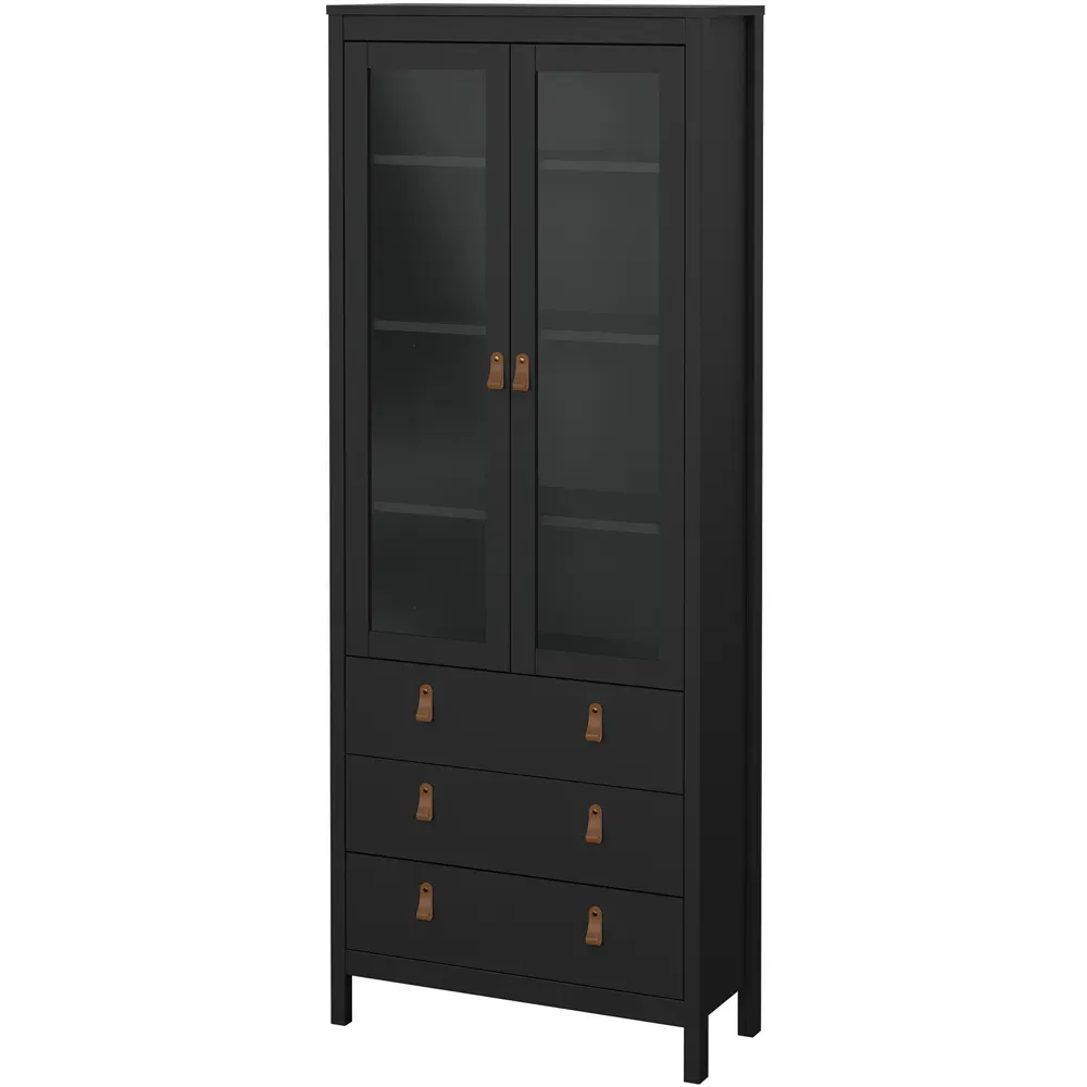 Florence Barcelona 2 Door Display Cabinet with Drawers - Black