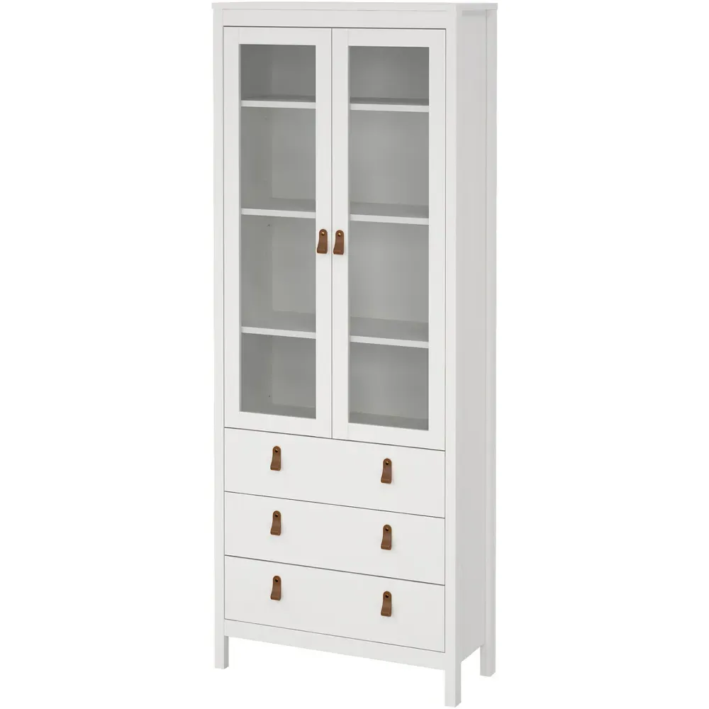 Florence Barcelona 2 Door Display Cabinet with Drawers - White