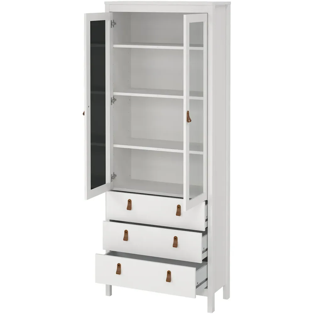 Florence Barcelona 2 Door Display Cabinet with Drawers - White