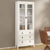 Florence Barcelona 2 Door Display Cabinet with Drawers - White