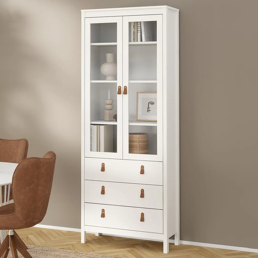 Florence Barcelona 2 Door Display Cabinet with Drawers - White