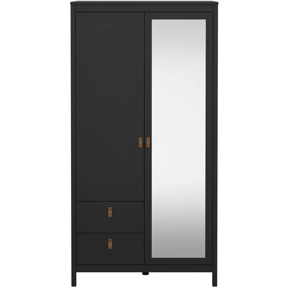 Florence Barcelona 2 Door Mirrored Wardrobe with Drawers - Black