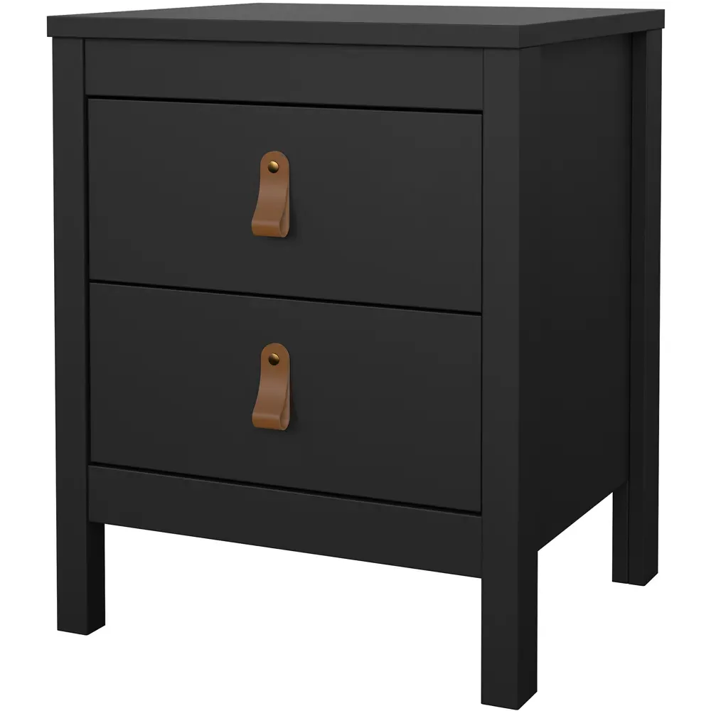 Florence Barcelona 2 Drawer Bedside Table - Black