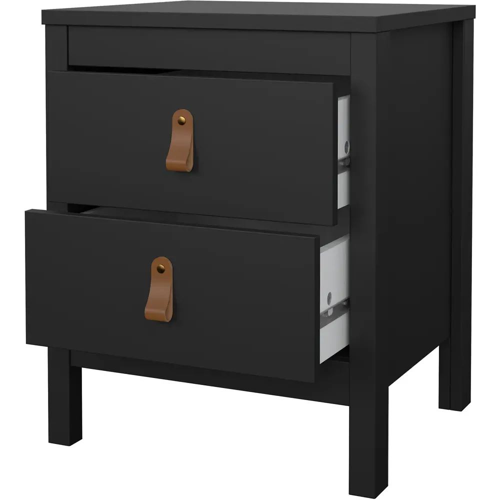 Florence Barcelona 2 Drawer Bedside Table - Black