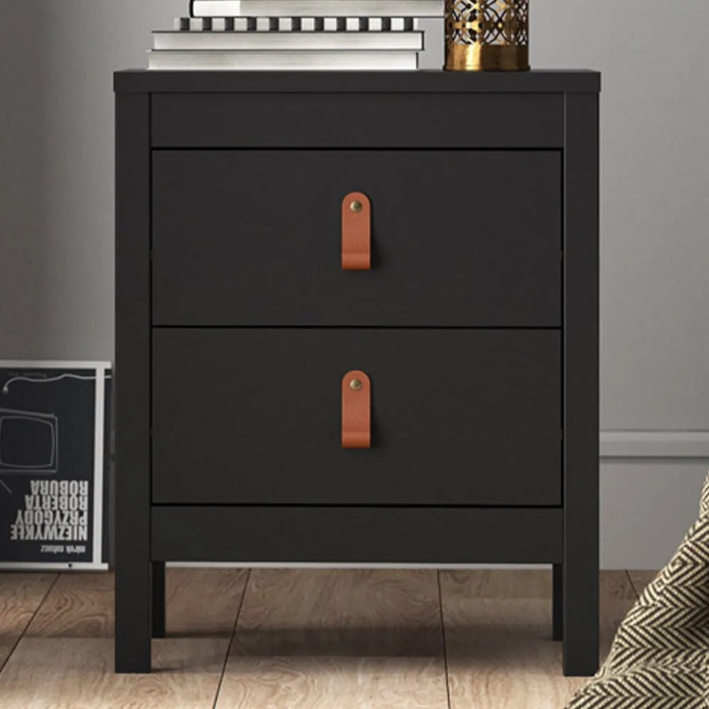 Florence Barcelona 2 Drawer Bedside Table - Black